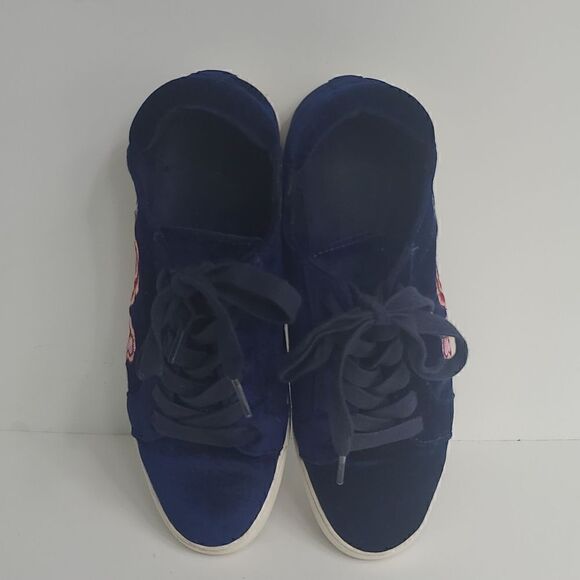 Kenneth Cole Reaction Joey 3 Blue Velvet Embroidered Floral Tennis Shoes Size 9M - Picture 12 of 12
